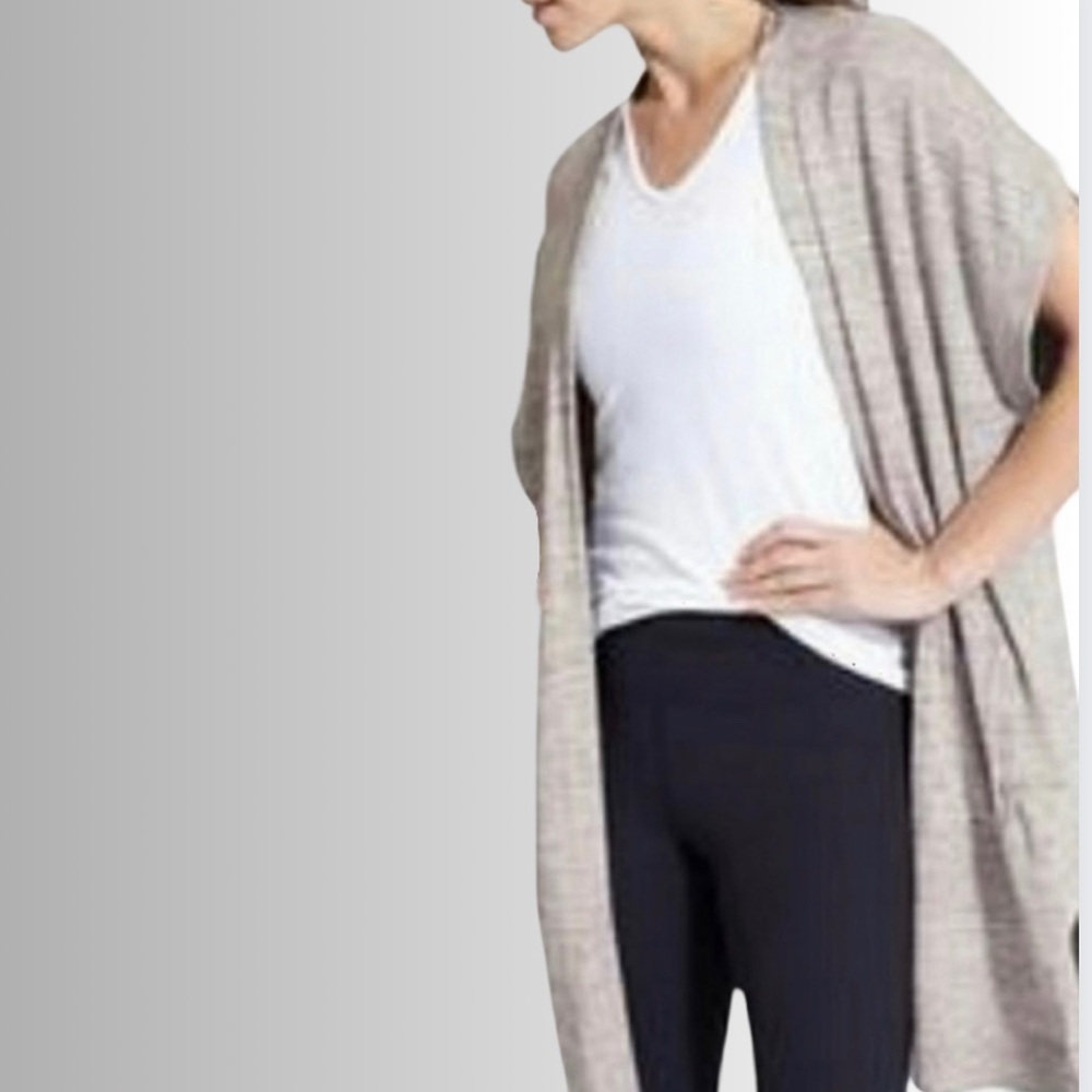 Athleta Heathered Gray Harmony Wrap Open Front Cardigan w/Pockets, Sz XXS